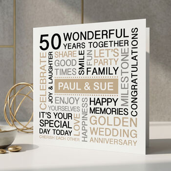 Personalised Golden Wedding Anniversary Card, 2 of 5