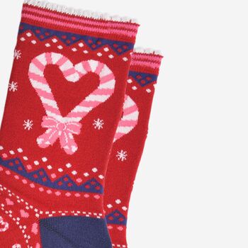 Women's Bamboo Socks Candy Cane Hearts, 3 of 5