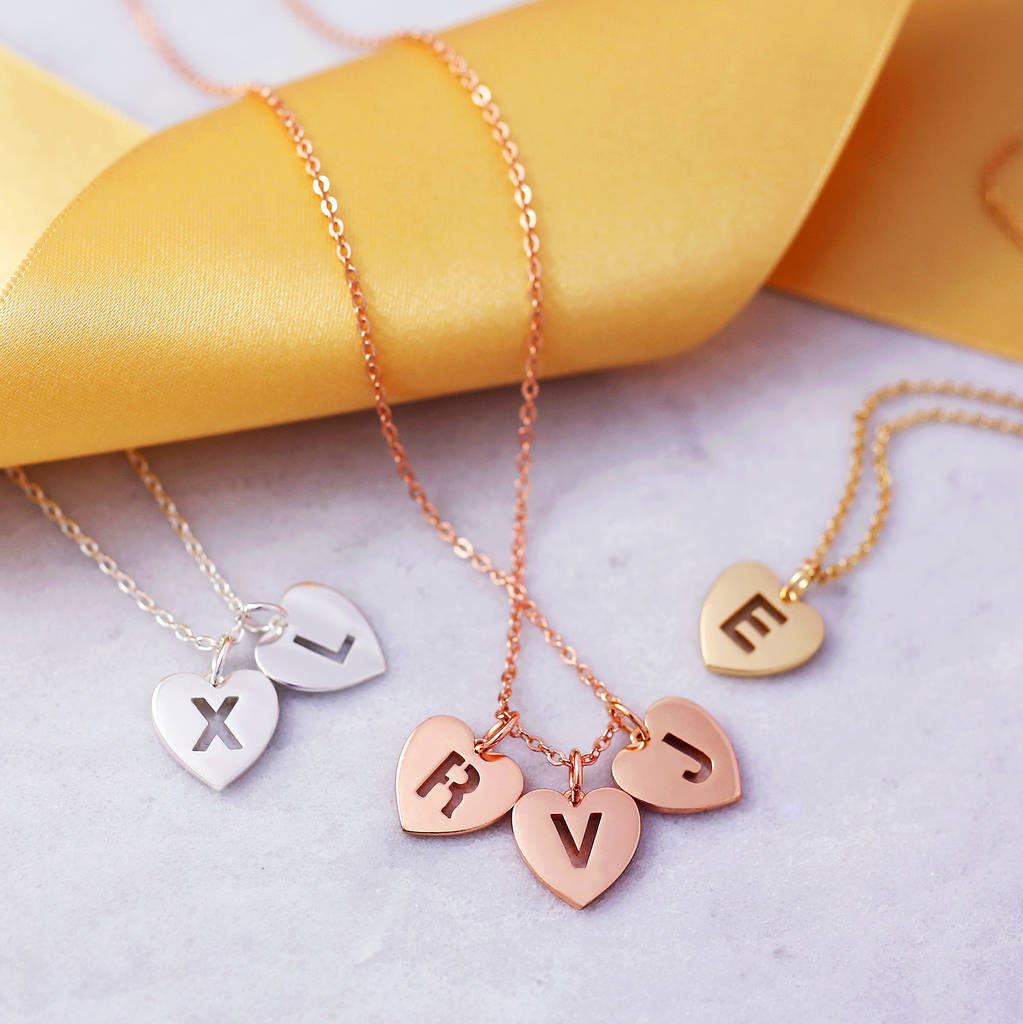 Initial Letter and Heart Charm Necklace– HLcollection - Handmade Gold and  Silver Jewelry