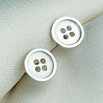 Sterling Silver Button Stud Earrings, 3 of 6