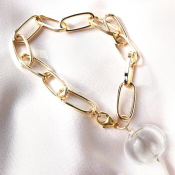 Rosy Glass Bead Gold Plated Chain Bracelet, 6 of 7