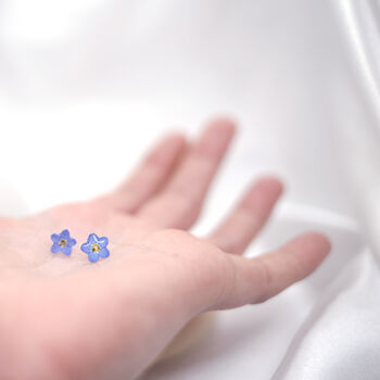 Forget Me Not 925 Sterling Silver Stud Earrings, 4 of 11