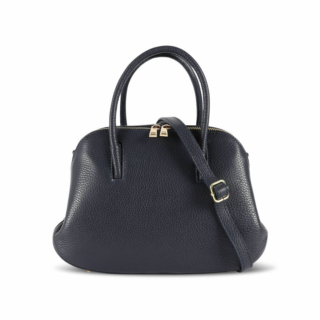 navy leather grab bag