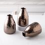 Set Of Three Glazed Metalic Ceramic Flower Vase, thumbnail 1 of 5