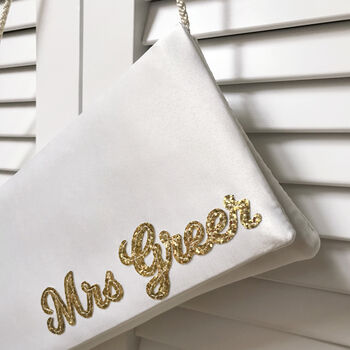 Mrs Surname Bridal Wedding Day Clutch, 6 of 12