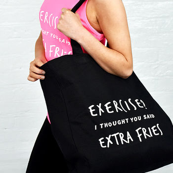 'Exercise? I Thought You Said Extra Fries' Gym Tote Bag, 2 of 6
