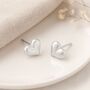 Sterling Silver Brushed Heart Stud Earrings – 7mm, thumbnail 1 of 7
