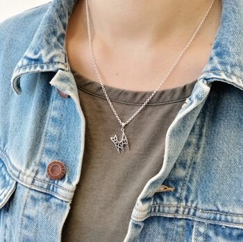 Sterling Silver Abstract Cat Necklace, 2 of 8