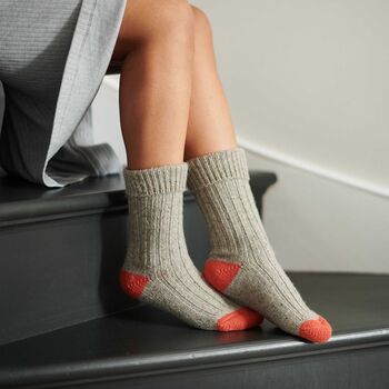Recycled Silk And Lambswool Blend Cosy Ribbed Socks, 9 of 12