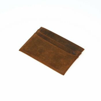 Slim Leather Card Holder Wallet; Brown Tan/Black, 7 of 12