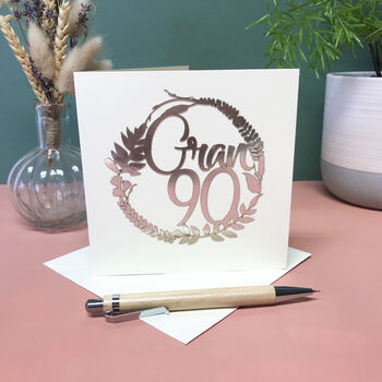 Personalised 90th Floral Birthday Papercut Card, 2 of 12