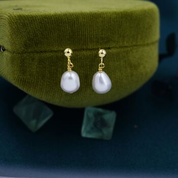 Genuine Fresh Water Pearl Drop Earrings Sterling Silver, 3 of 12
