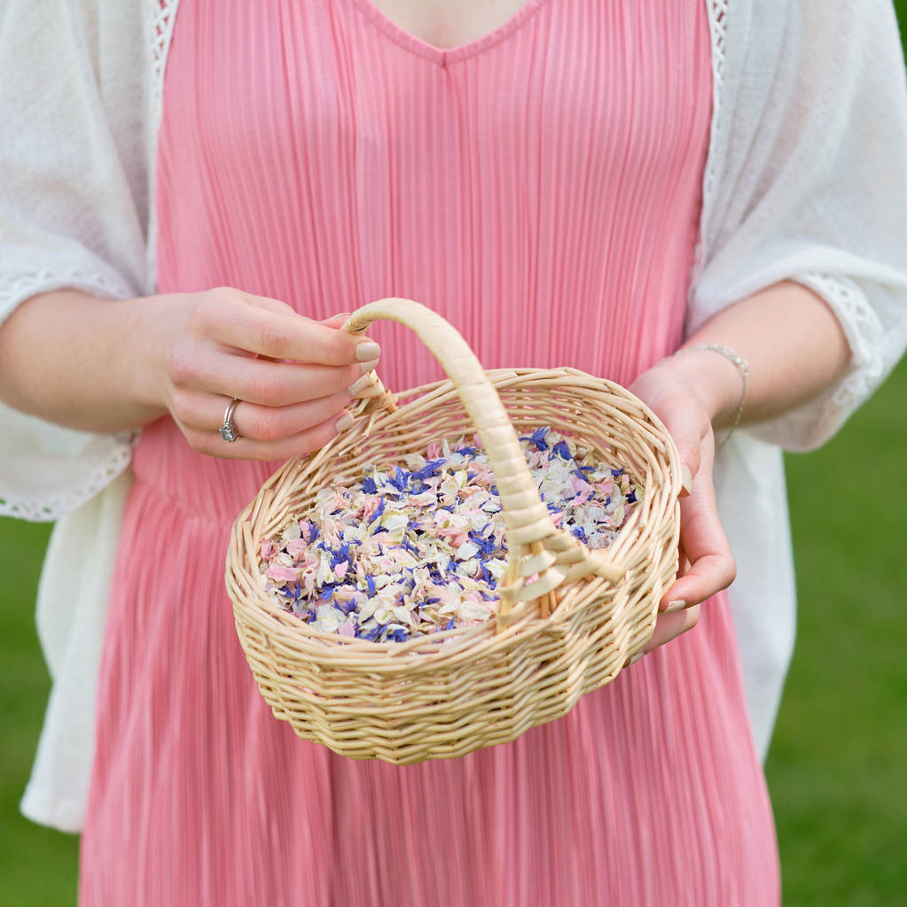 Flower Girl Basket Of Natural Petal Confetti By Shropshire Petals