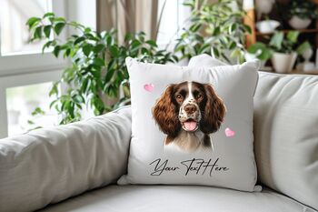 Personalised Springer Spaniel Hearts Cushion Cover Gift, 2 of 2