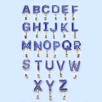 G Decor Alphabet Blue Crackle Hooks Antique Brass, 10 of 10