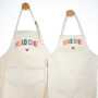Multicoloured Mum And Child Personalised Natural Apron Set, thumbnail 3 of 4