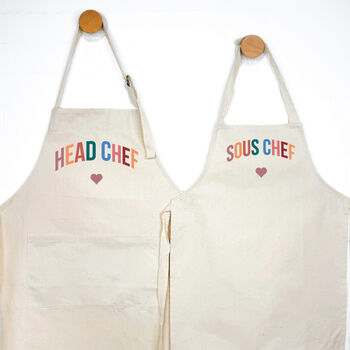 Multicoloured Mum And Child Personalised Natural Apron Set, 3 of 4