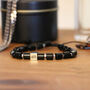 Men's Bicycle Bead Adjustable Black Agate Bracelet, thumbnail 1 of 4