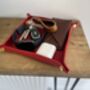 Personalised Red Square Leather Desk Accessories Tray, thumbnail 6 of 8