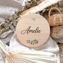 Personalised Olive Branch Wooden Baby Name Plaque, thumbnail 1 of 7