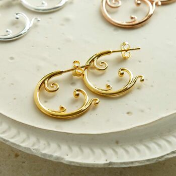 Sterling Silver Baroque Hoops, 3 of 8