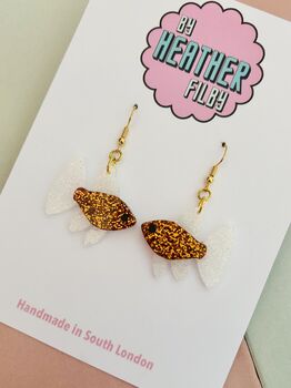 Sparkly Guppy Fish Earrings / Gift For Fish Keepers / Sparkly Fish Earrings, 8 of 10