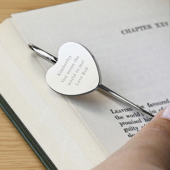 Personalised Engraved Silver Heart Bookmark, 2 of 5