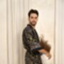 Men's Navy And Gold Batik Kimono Robe, thumbnail 3 of 8