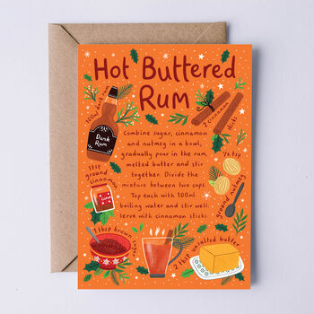 Festive Christmas Card, Hot Buttered Rum Recipe, 2 of 3