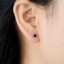 Small 4 Mm Black Studs Earrings, Onyx Stone Studs, thumbnail 2 of 7