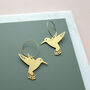 Gold Plated Hummingbird Hoop Earrings, thumbnail 1 of 3