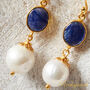 Blue Sapphire And Pearl Gold And Silver Drop Earrings, thumbnail 9 of 10