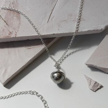 Meteorite And Silver Saturn Necklace, 3 of 7