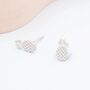 Pineapple Stud Earrings In Sterling Silver, thumbnail 7 of 11