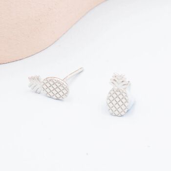 Pineapple Stud Earrings In Sterling Silver, 7 of 11