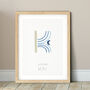 Personalised Boho Initial Print Blue And Beige, thumbnail 1 of 7