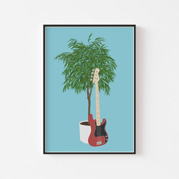 Bass Guitar Houseplant Print | Guitarist Music Poster, 2 of 10