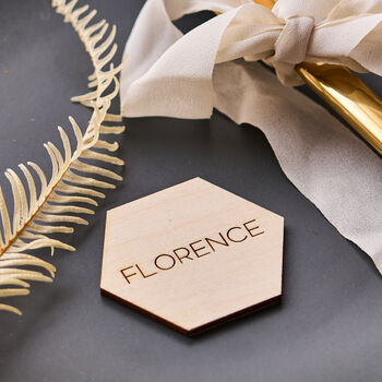 Wooden Hexagon Wedding Place Setting, 6 of 8