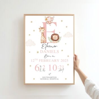 Safari Animals Birth Stats Name Print, Boy Nursery Giraffe Metrics, 3 of 3
