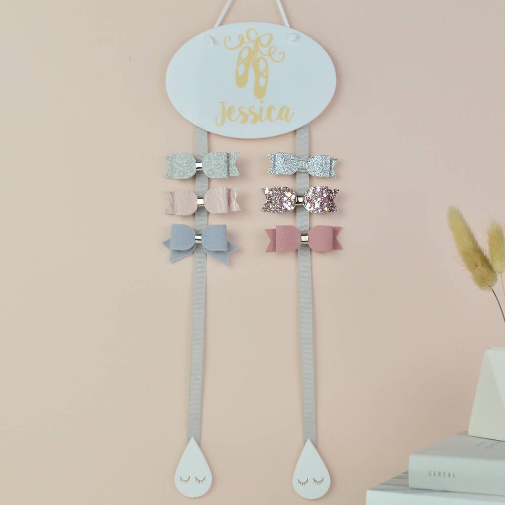 Personalised Hair Bow Holder Ballerina Shoes, 1 of 11