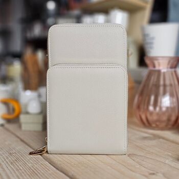 Cross Body Double Zipped Mobile Phone Bag In Light Grey, 2 of 2