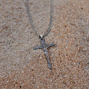 Crucifix Handmade Stainless Steel Necklace, 2 of 5