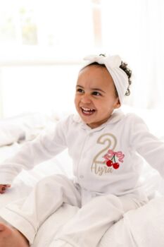 Cherry Birthday Embroidered Personalised Pyjamas Choice Of Ages Available, 5 of 9
