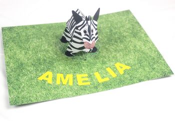 Personalised Pop Up Zebra Birthday Card, 4 of 6