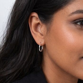 Sterling Silver Small Twisted Hoop Earrings – 13mm, 4 of 12