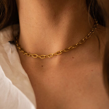 18 K Gold Plated Link Chain Choker Necklace, 7 of 10