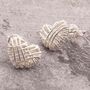 Woven Heart Silver Stud Earrings, thumbnail 3 of 10