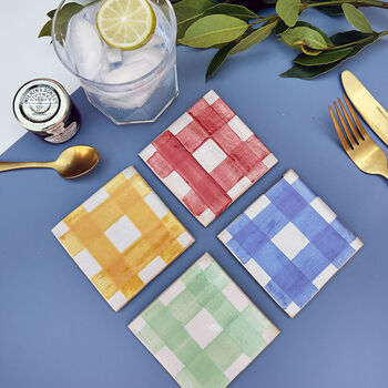 Square Ceramic Picnic Styled Coasters, 3 of 7
