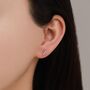 Sterling Silver Extra Tiny Cz Bar Screw Back Earrings, thumbnail 2 of 11