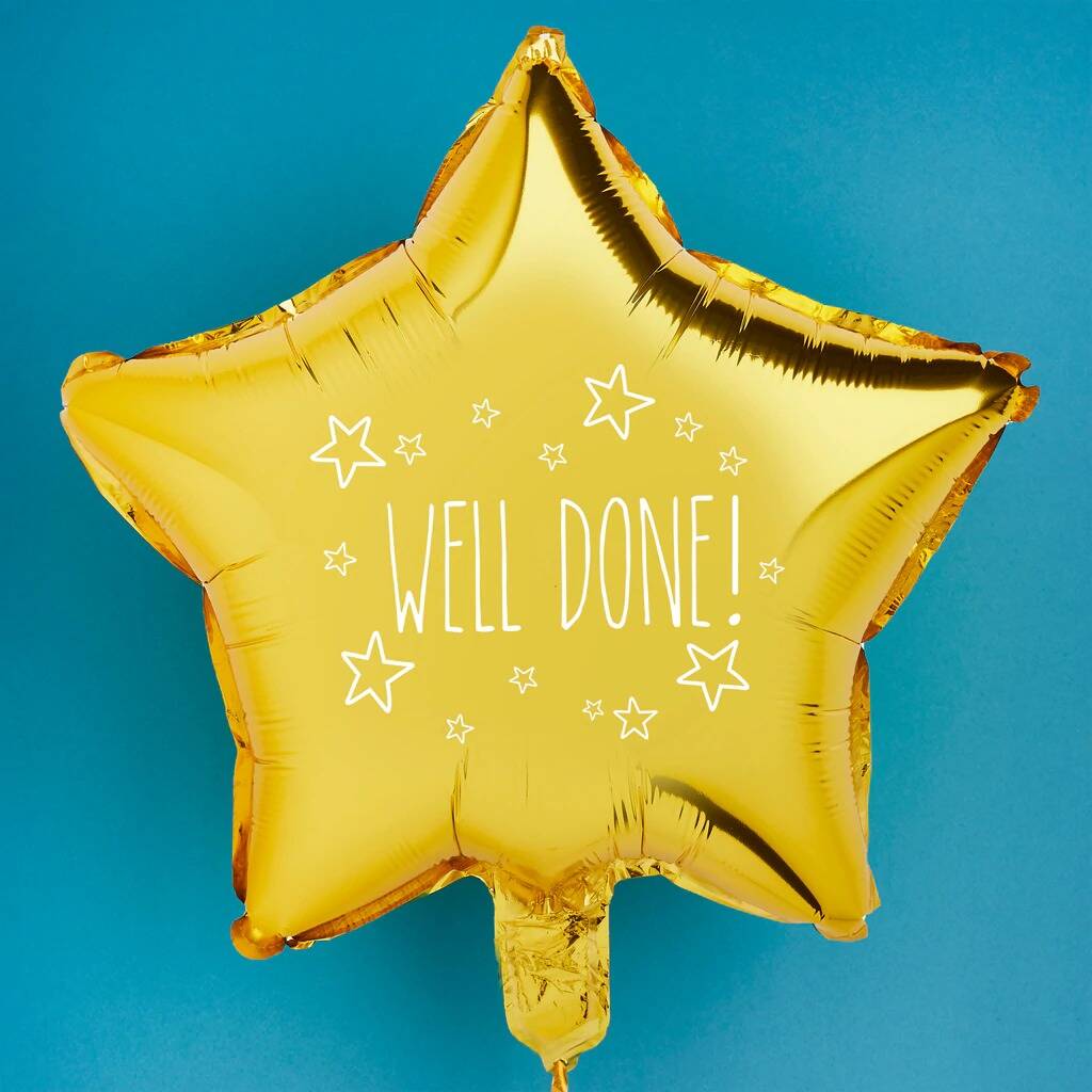 20' Well Done Gold Star Foil Balloon, 1 of 2